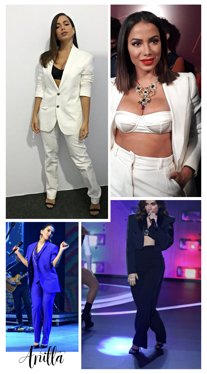 Anitta em diversos momentos com looks de terninho.