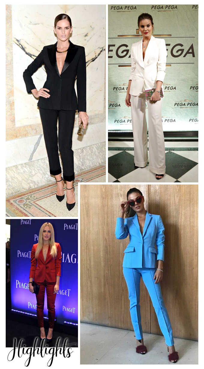 Celebridades em diversos momentos com looks de terninho.